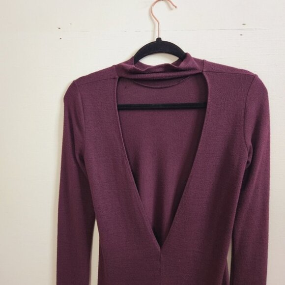 Aritzia Wilfred Free Moulton Burgundy Plum Knee Length Dress Minimalist - Picture 6 of 9